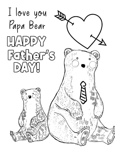 Online coloring book: Coloring book two teddy bears Happy Fathers Day